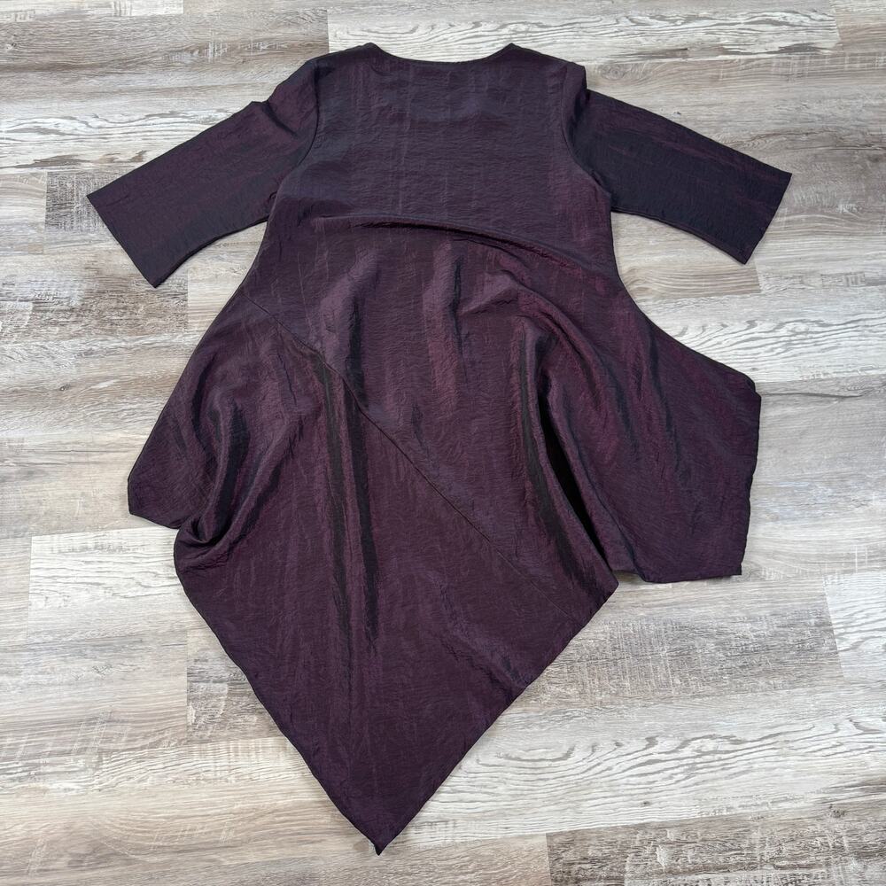 Bryn Walker Naida Tunic Plum Asymmetric Lagenlook Art to Wear Made USA Fall L - Picture 2 of 9